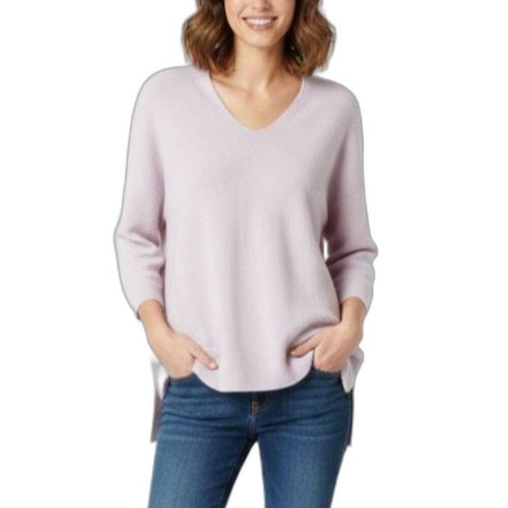 Joie Women's Pale Lilac-Pink 100% Cashmere V-Neck LS Tunic Sweater Size S